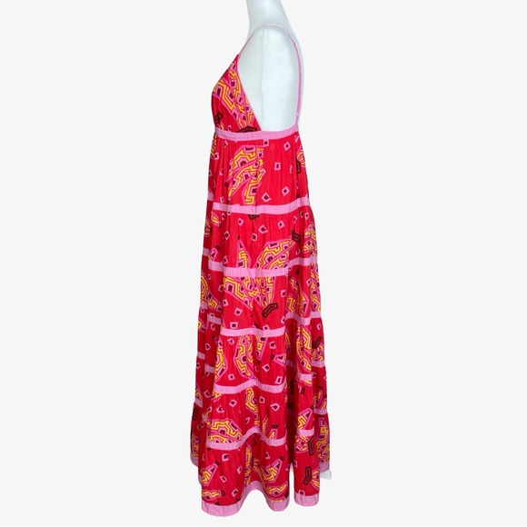 FARM Rio Red Tiki Bananas Tiered Maxi Dress Large NWT - Picture 6 of 15